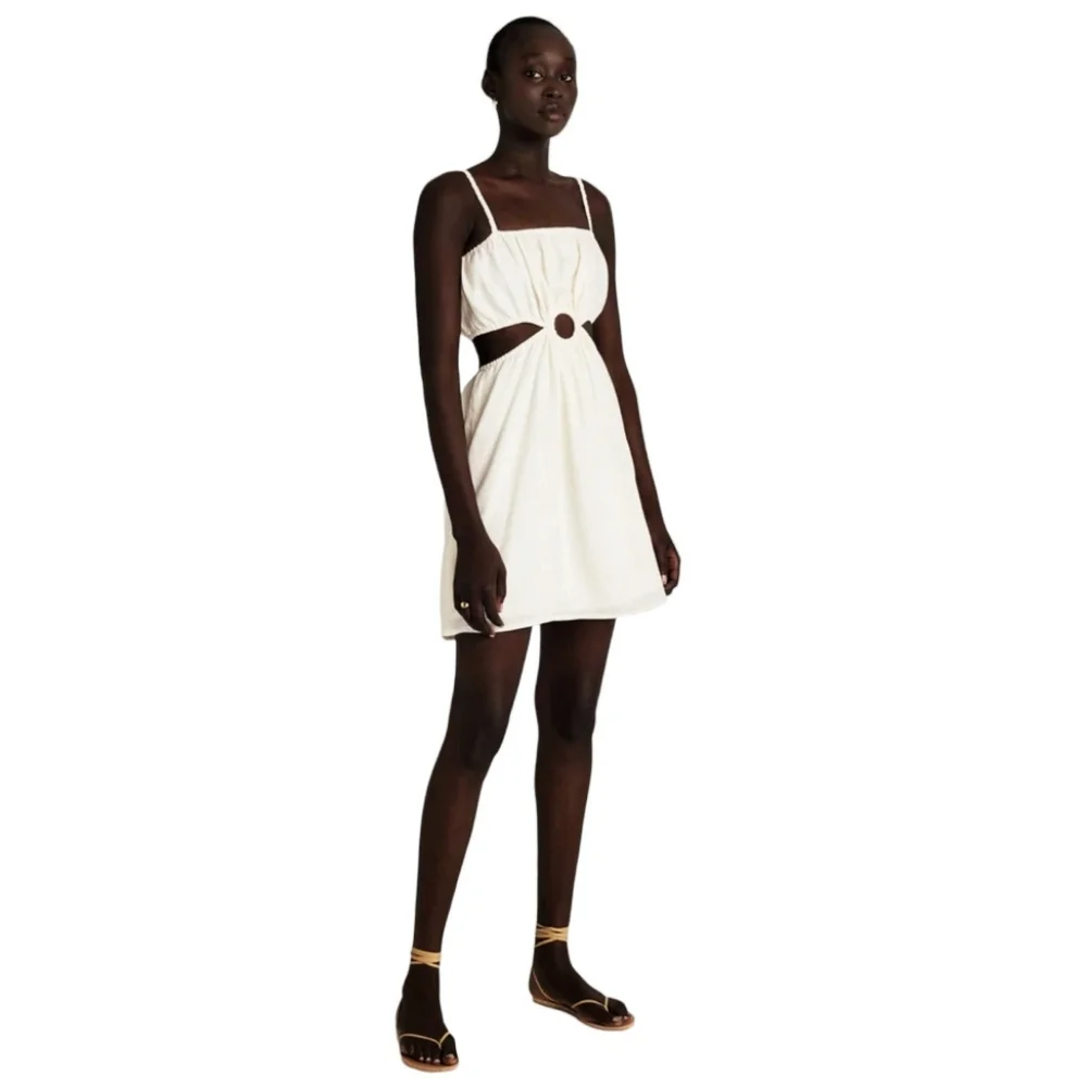 ANTHROPOLOGIE FAITHFULL THE BRAND Linen Cutout Mini Dress Shell Festival M 8 - Picture 7 of 7